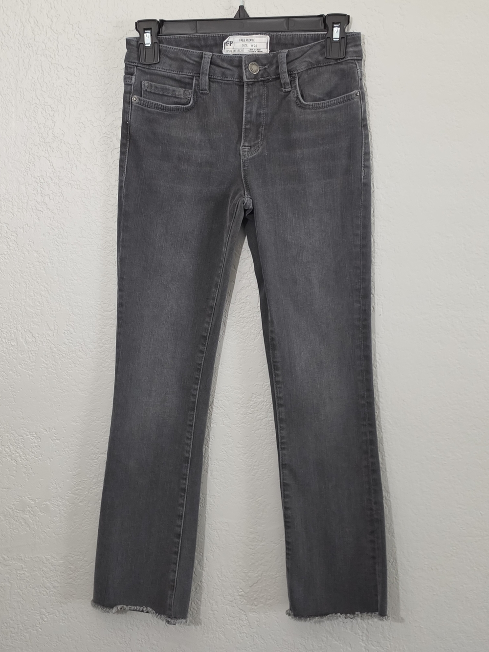 Free People Straight-Leg Low Rise Jeans Charcoal Stretch Denim Women Size 24